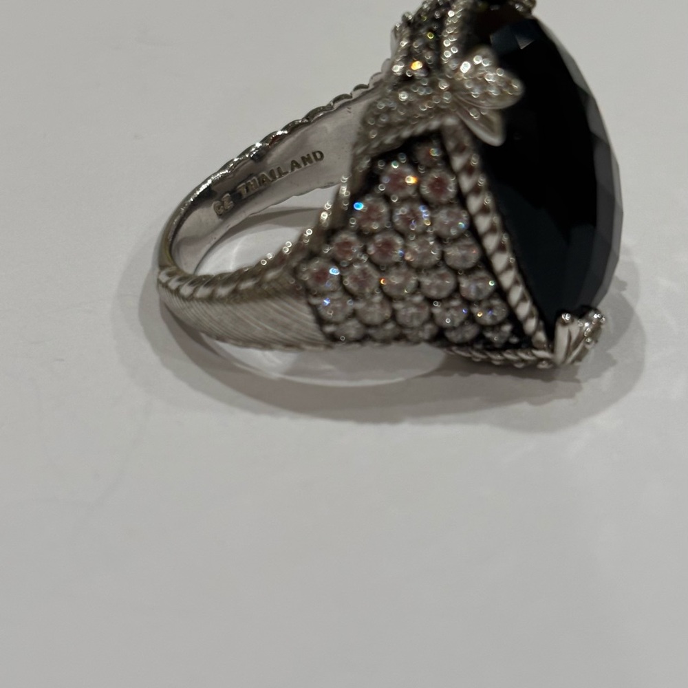Judith Ripka Elegant Black Onyx and CZ Sterling Ring - Picture 3 of 5
